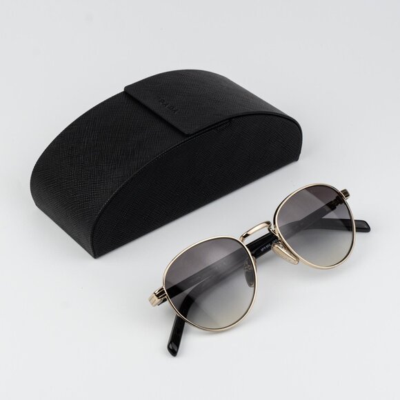 Prada Women Sunglasses Gold Grey Gradient Round PRB52S ZVN02C NEW AUTHENTIC - Picture 2 of 11